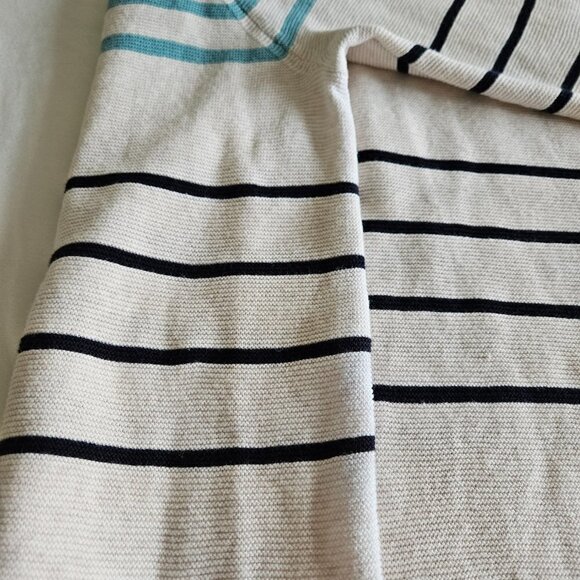 M&S Collection Sweater Womens XXL Beige Striped Reverse Knit LS Drawstings Boho - Picture 14 of 15